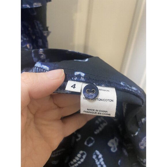 Ulla Johnson Nia Dress Womens 4 Blue Ruffle Tiered Sleeveless Boho Midi Cotton - Picture 4 of 5